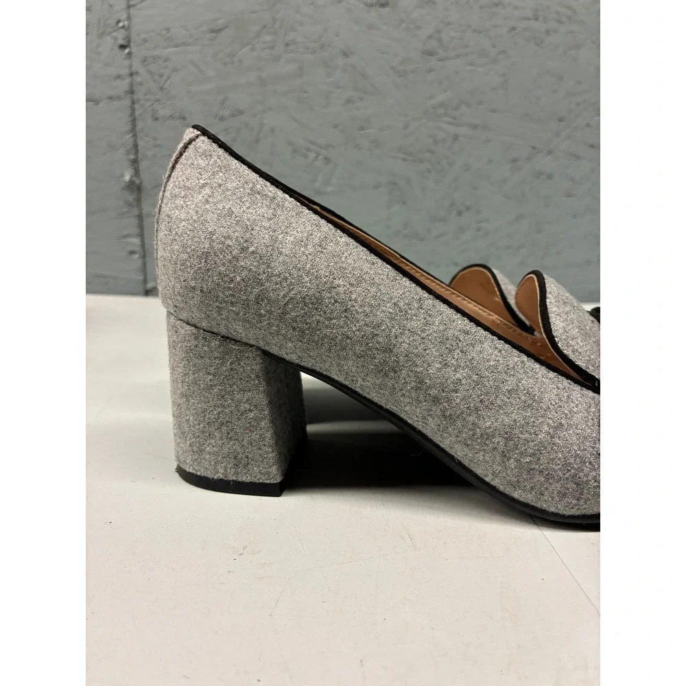 Bandolino Larkin Block Heel Loafer Pumps Womens 7.5W Gray Tweed Preppy Office
